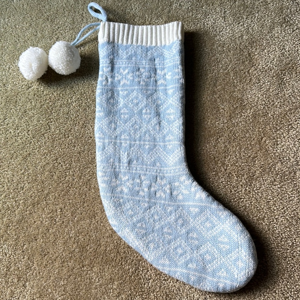 Light Blue Sweater Pattern Stocking